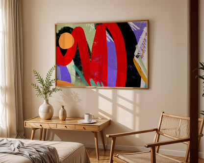 high intensity statement abstract piece with bold vibrant colors 