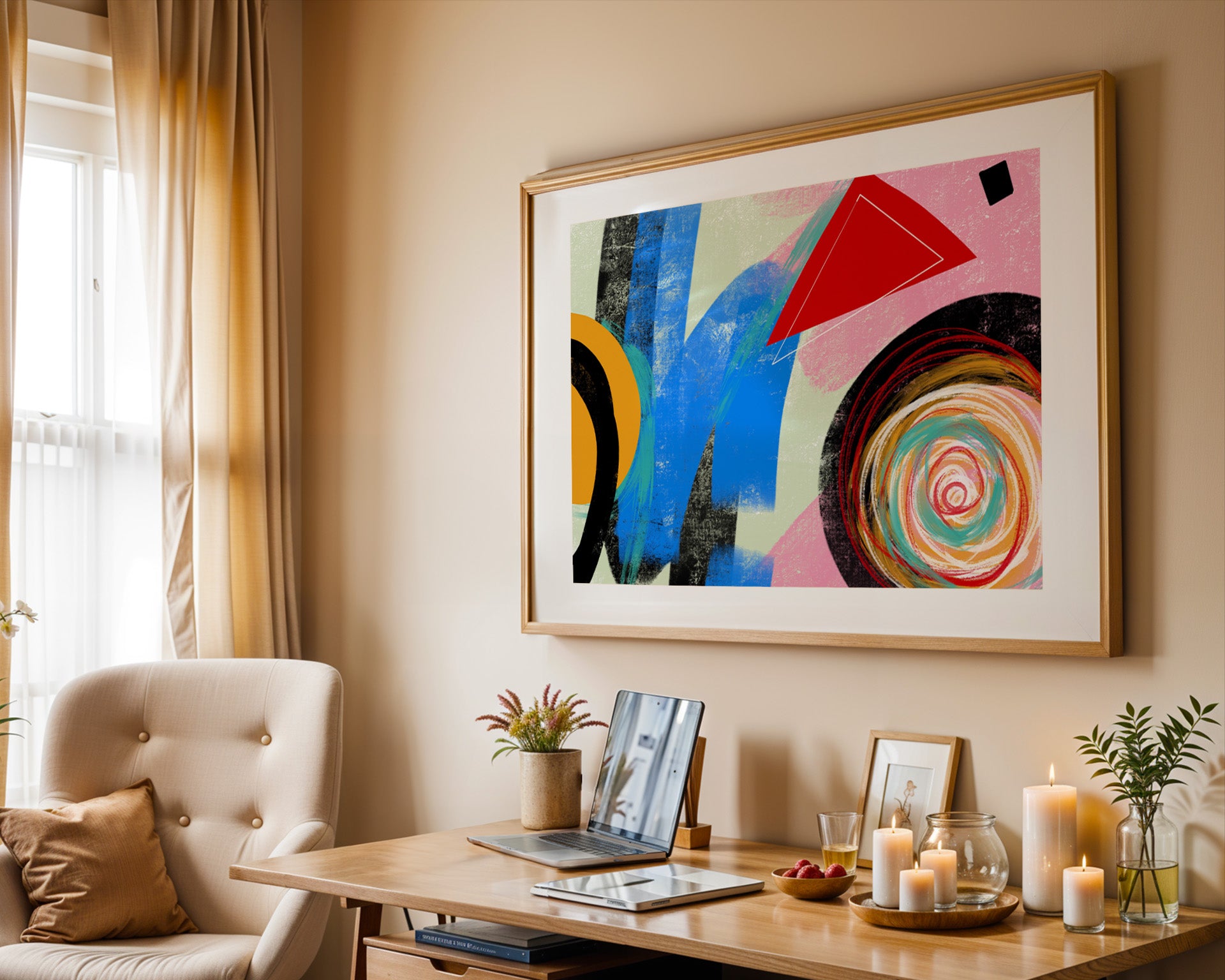 bold and positive abstract print to brighten up drab spaces