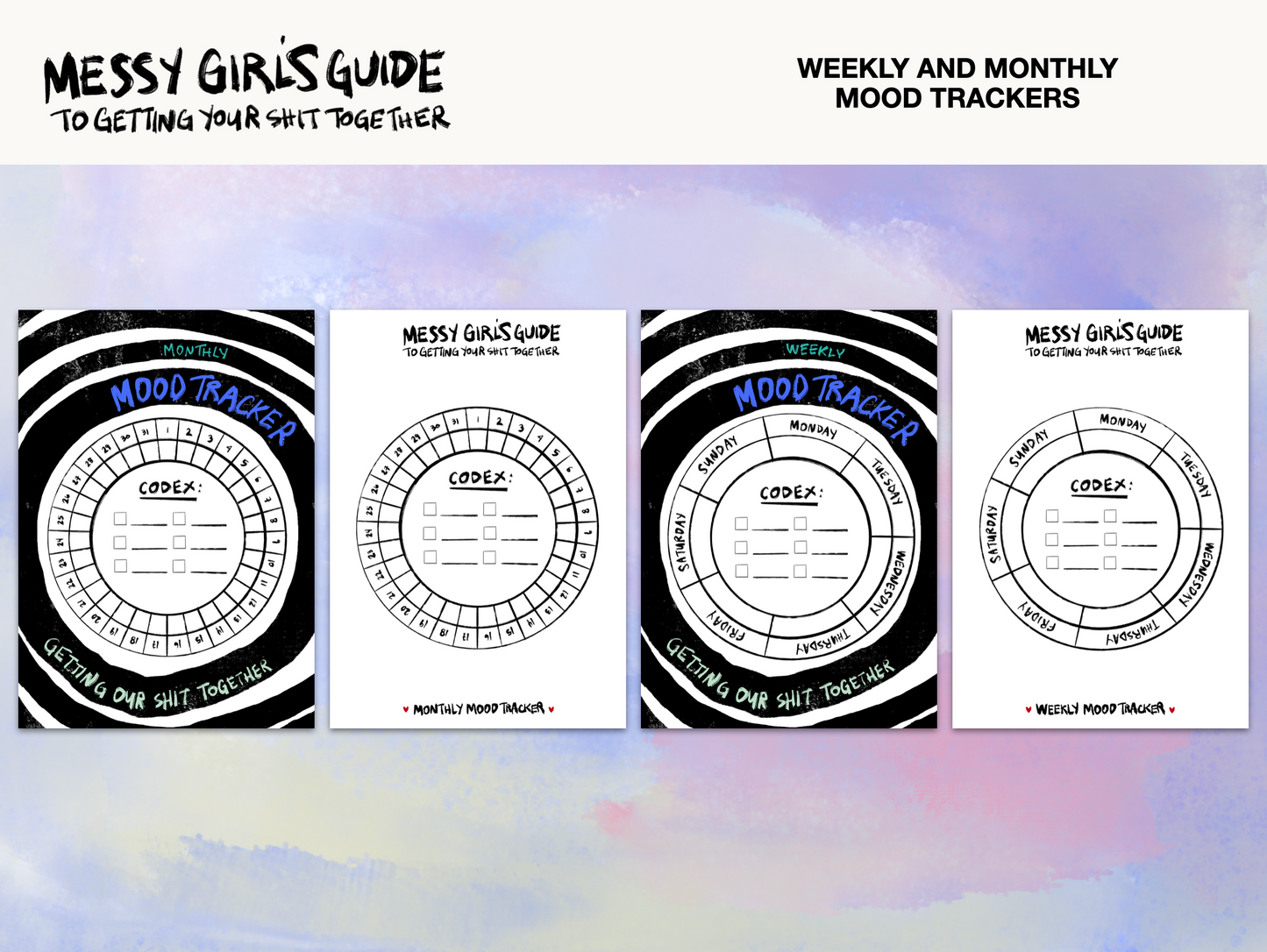 Circular Weekly and Monthly Mood Trackers